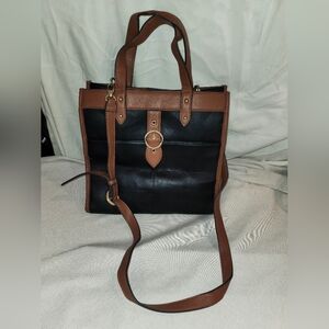 Black and Brown Leather Tote Bag